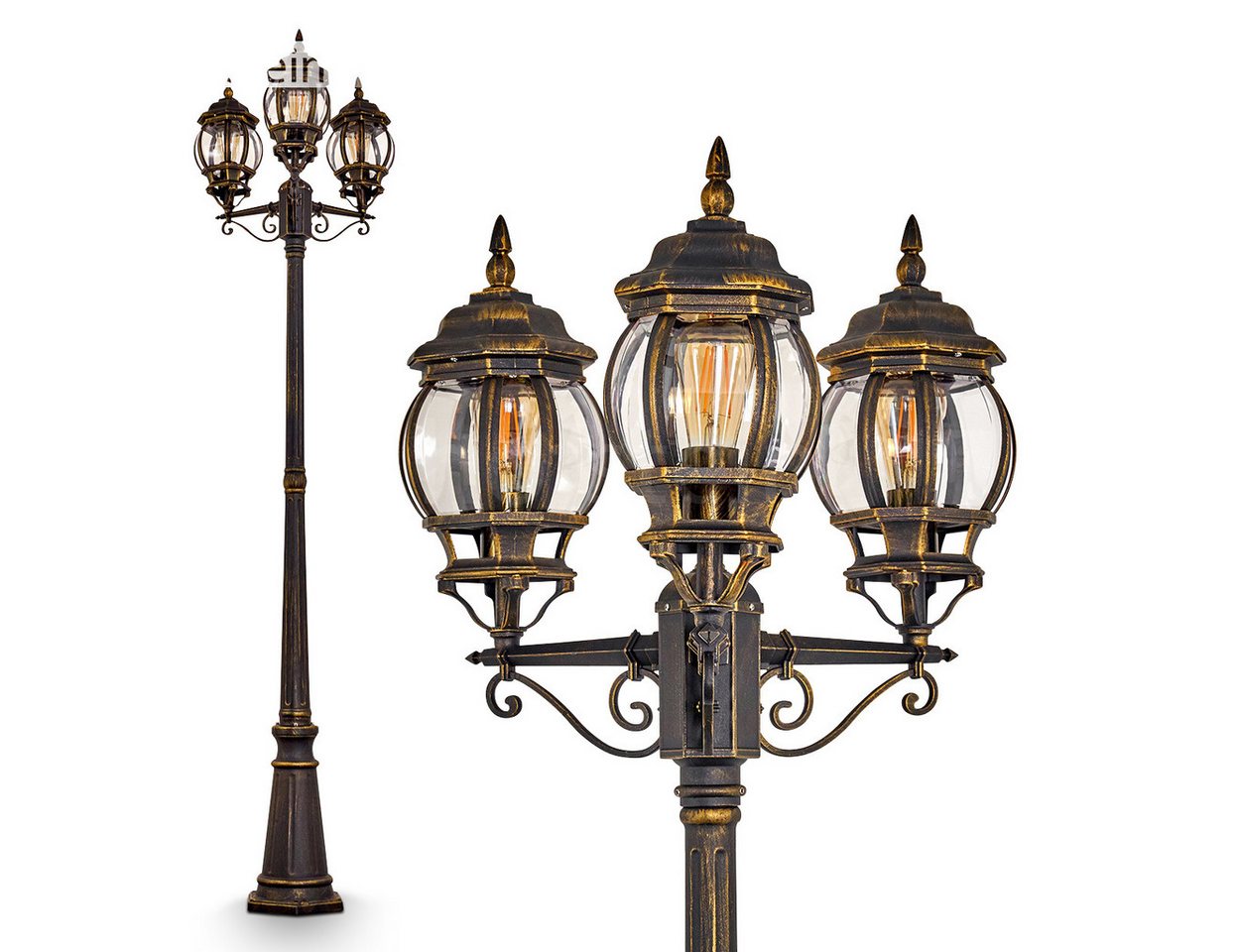 hofstein Außen-Stehlampe »Meyen« Kandelaber Außenstehleuchte in antikem Look, ohne Leuchtmittel, Metall in Braun/Gold mit Kunststoff-Scheiben, 215cm,Vintage, E27, IP44 hofstein Außen-Stehlampe »Meyen« Kandelaber Außenstehleuchte in antikem Look, ohne Leuchtmittel, Metall in Braun/Gold mit Kunststoff-Scheiben, 215cm,Vintage, E27, IP44 von hofstein