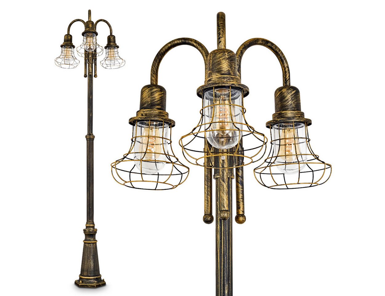 hofstein Außen-Stehlampe »Oliena« Außenleuchte Kandelaber in antikem Look, ohne Leuchtmittel, Aluguss in Braun/Gold mit Klarglas-Scheiben, 3-armig, E27, IP44 hofstein Außen-Stehlampe »Oliena« Außenleuchte Kandelaber in antikem Look, ohne Leuchtmittel, Aluguss in Braun/Gold mit Klarglas-Scheiben, 3-armig, E27, IP44 von hofstein