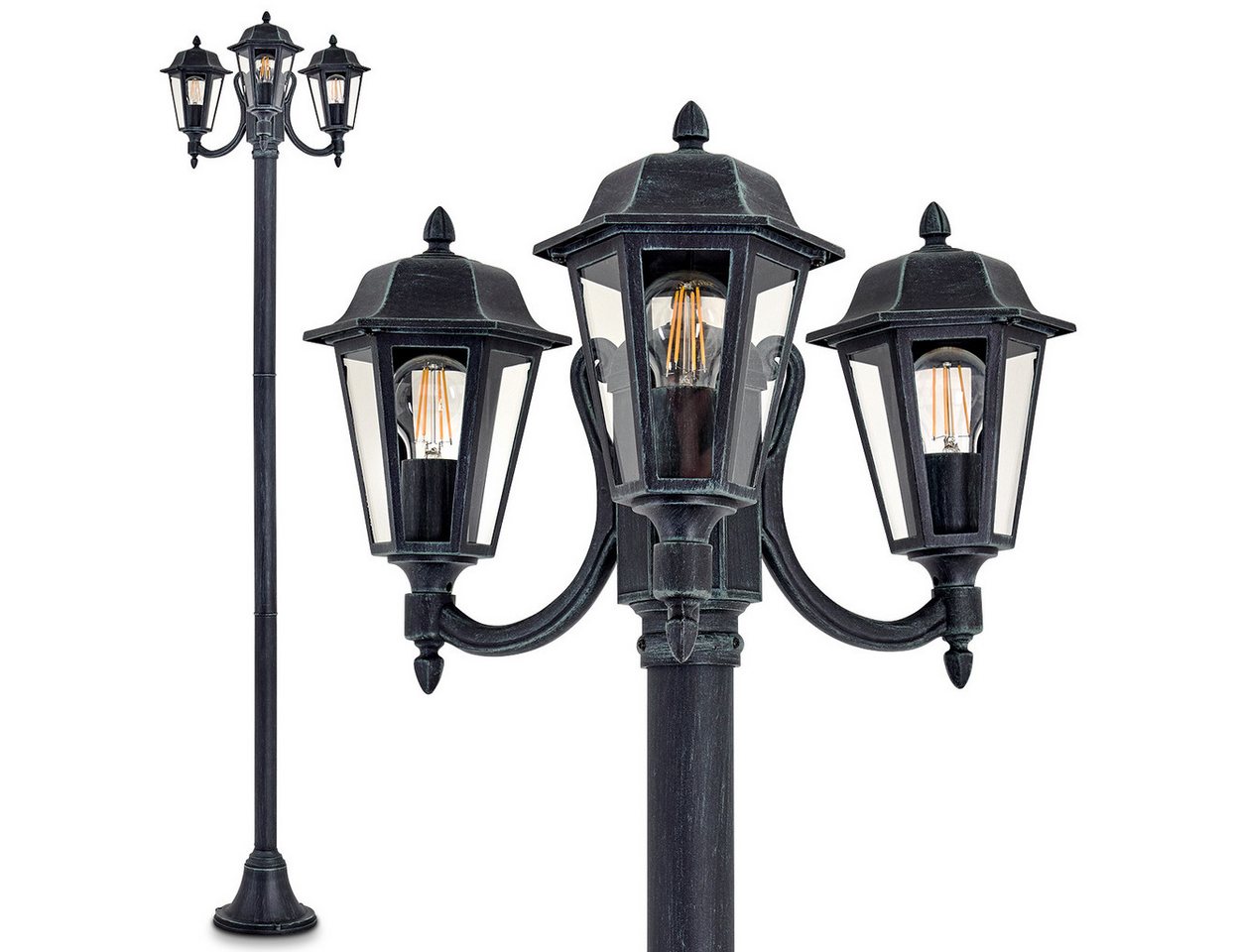 hofstein Außen-Stehlampe »Parco« Außenleuchte Kandelaber in antikem Look, ohne Leuchtmittel, Aluguss in Schwarz/Grün mit Milchglas-Scheiben, E27, IP44 hofstein Außen-Stehlampe »Parco« Außenleuchte Kandelaber in antikem Look, ohne Leuchtmittel, Aluguss in Schwarz/Grün mit Milchglas-Scheiben, E27, IP44 von hofstein