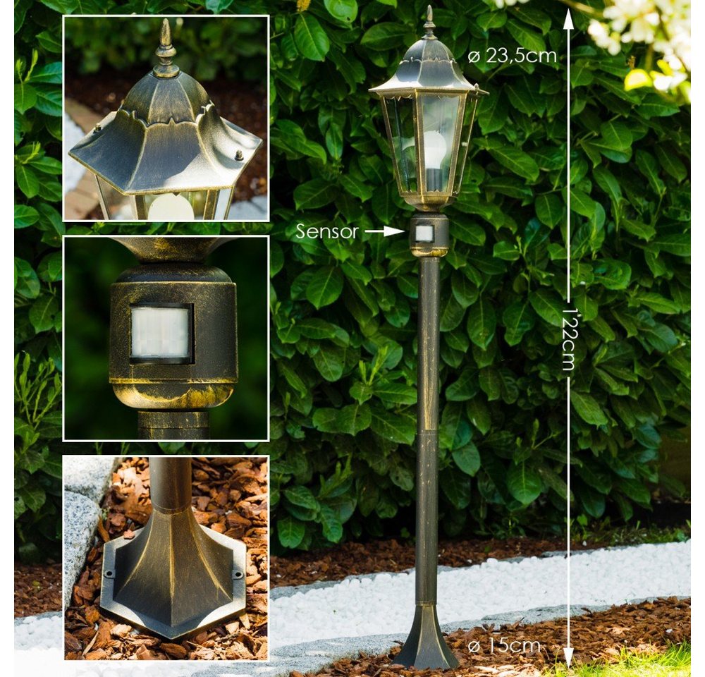 hofstein Außen-Stehlampe »Riano« Außenleuchte, Aluguss in Schwarz/Gold m. Milchglas-Scheiben, ohne Leuchtmittel, Gartenlampe, E27, IP44, Bewegungsmelder hofstein Außen-Stehlampe »Riano« Außenleuchte, Aluguss in Schwarz/Gold m. Milchglas-Scheiben, ohne Leuchtmittel, Gartenlampe, E27, IP44, Bewegungsmelder von hofstein