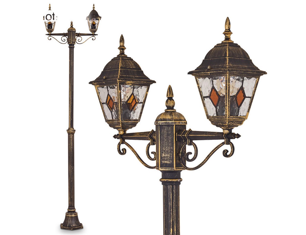 hofstein Außen-Stehlampe »Tuili« Außenleuchte Kandelaber in antikem Look, ohne Leuchtmittel, Aluguss in Braun/Gold mit Klarglas-Scheiben, E27IP44 hofstein Außen-Stehlampe »Tuili« Außenleuchte Kandelaber in antikem Look, ohne Leuchtmittel, Aluguss in Braun/Gold mit Klarglas-Scheiben, E27IP44 von hofstein