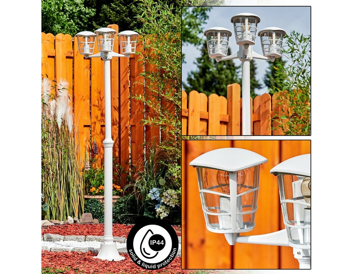 hofstein Außen-Stehlampe »Versa« Außenwegeleuchte, Metall, Weiß, Kunststoff-Scheiben, ohne Leuchtmittel, Gartenlampe mit 3xE27, IP44 Wegeleuchte hofstein Außen-Stehlampe »Versa« Außenwegeleuchte, Metall, Weiß, Kunststoff-Scheiben, ohne Leuchtmittel, Gartenlampe mit 3xE27, IP44 Wegeleuchte von hofstein