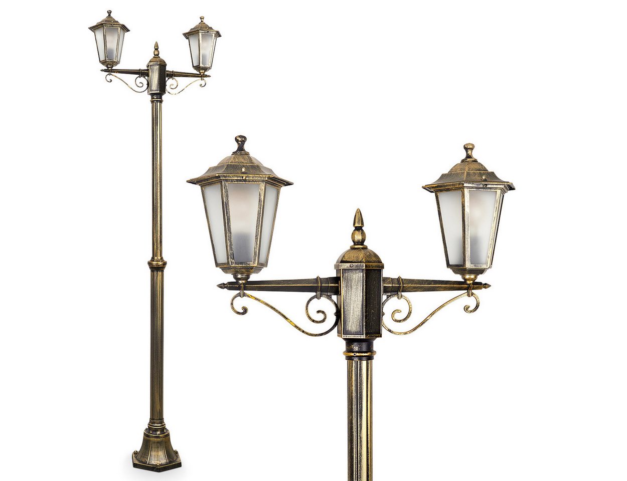 hofstein Außen-Stehlampe Wegeleuchte aus Metall/Glas in Goldfarben-Braun/Weiß, ohne Leuchtmittel, Kandelaber, Gartenbeleuchtung IP44, 2xE27, ohne Leuchtmittel hofstein Außen-Stehlampe Wegeleuchte aus Metall/Glas in Goldfarben-Braun/Weiß, ohne Leuchtmittel, Kandelaber, Gartenbeleuchtung IP44, 2xE27, ohne Leuchtmittel von hofstein