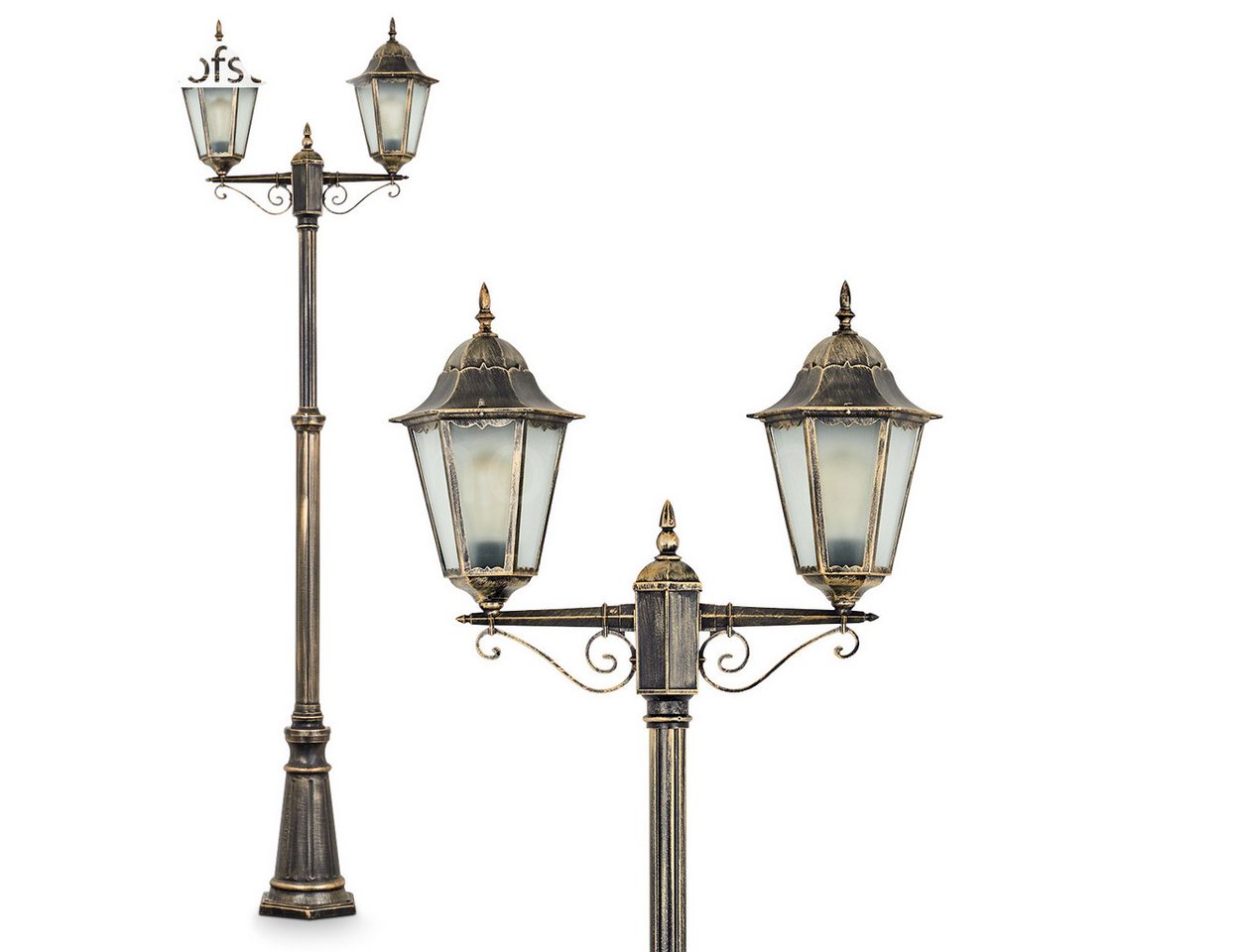 hofstein Außen-Stehlampe Wegeleuchte aus Metall/Glas in Schwarz-Goldfarben/Milchglas, ohne Leuchtmittel, Kandelaber, Gartenbeleuchtung IP44, 2x E27, ohne Leuchtmittel hofstein Außen-Stehlampe Wegeleuchte aus Metall/Glas in Schwarz-Goldfarben/Milchglas, ohne Leuchtmittel, Kandelaber, Gartenbeleuchtung IP44, 2x E27, ohne Leuchtmittel von hofstein