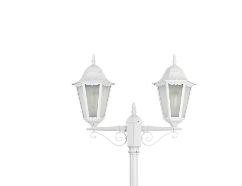 hofstein Außen-Stehlampe Wegeleuchte aus Metall/Glas in Weiß/Milchglas, ohne Leuchtmittel, Kandelaber, Gartenbeleuchtung IP44, 2x E27, ohne Leuchtmittel von hofstein