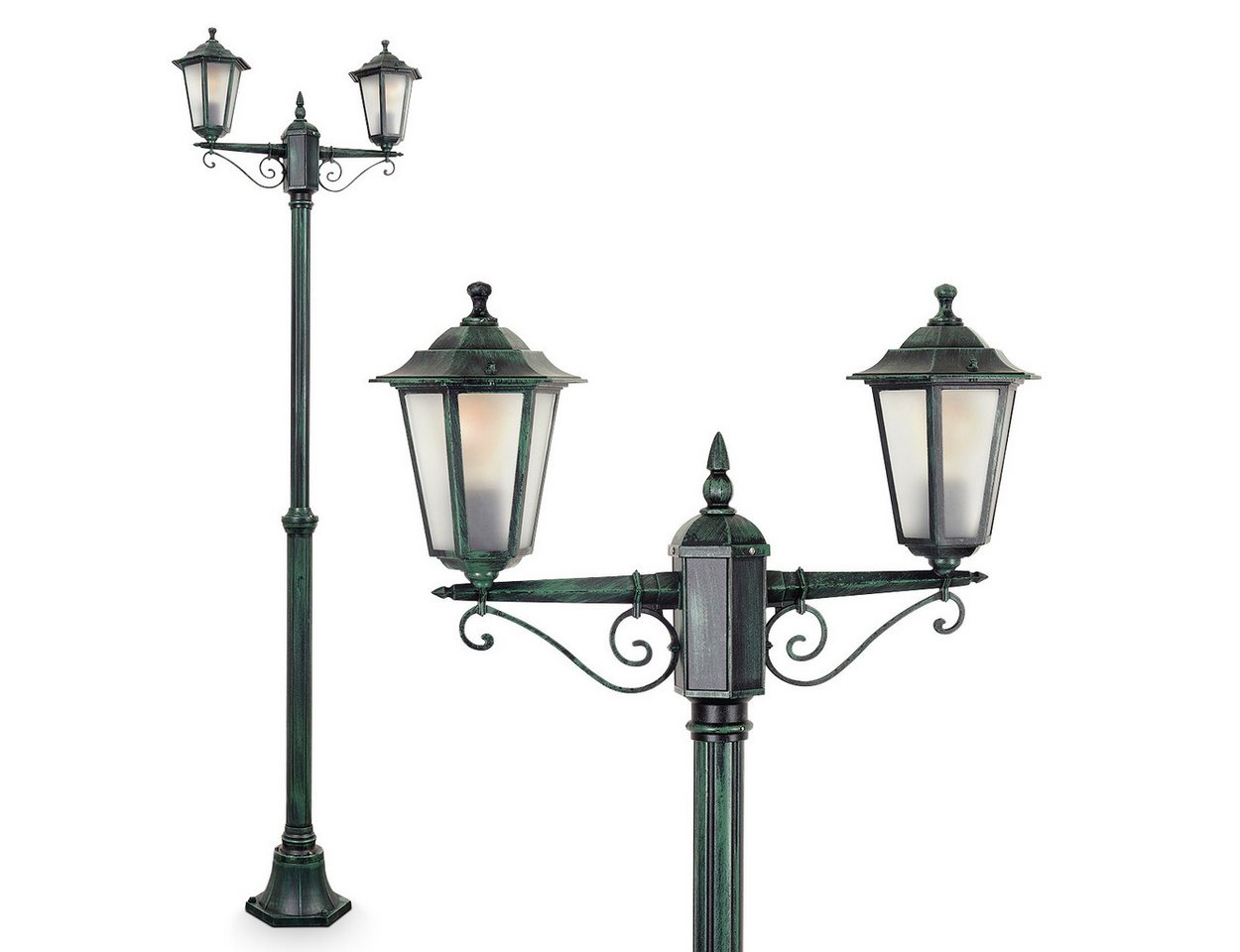 hofstein Außen-Stehlampe Wegeleuchte aus Metall/Milchglas in Schwarz-Grün/Weiß, ohne Leuchtmittel, Kandelaber, Gartenbeleuchtung IP44, 2xE27, ohne Leuchtmittel hofstein Außen-Stehlampe Wegeleuchte aus Metall/Milchglas in Schwarz-Grün/Weiß, ohne Leuchtmittel, Kandelaber, Gartenbeleuchtung IP44, 2xE27, ohne Leuchtmittel von hofstein