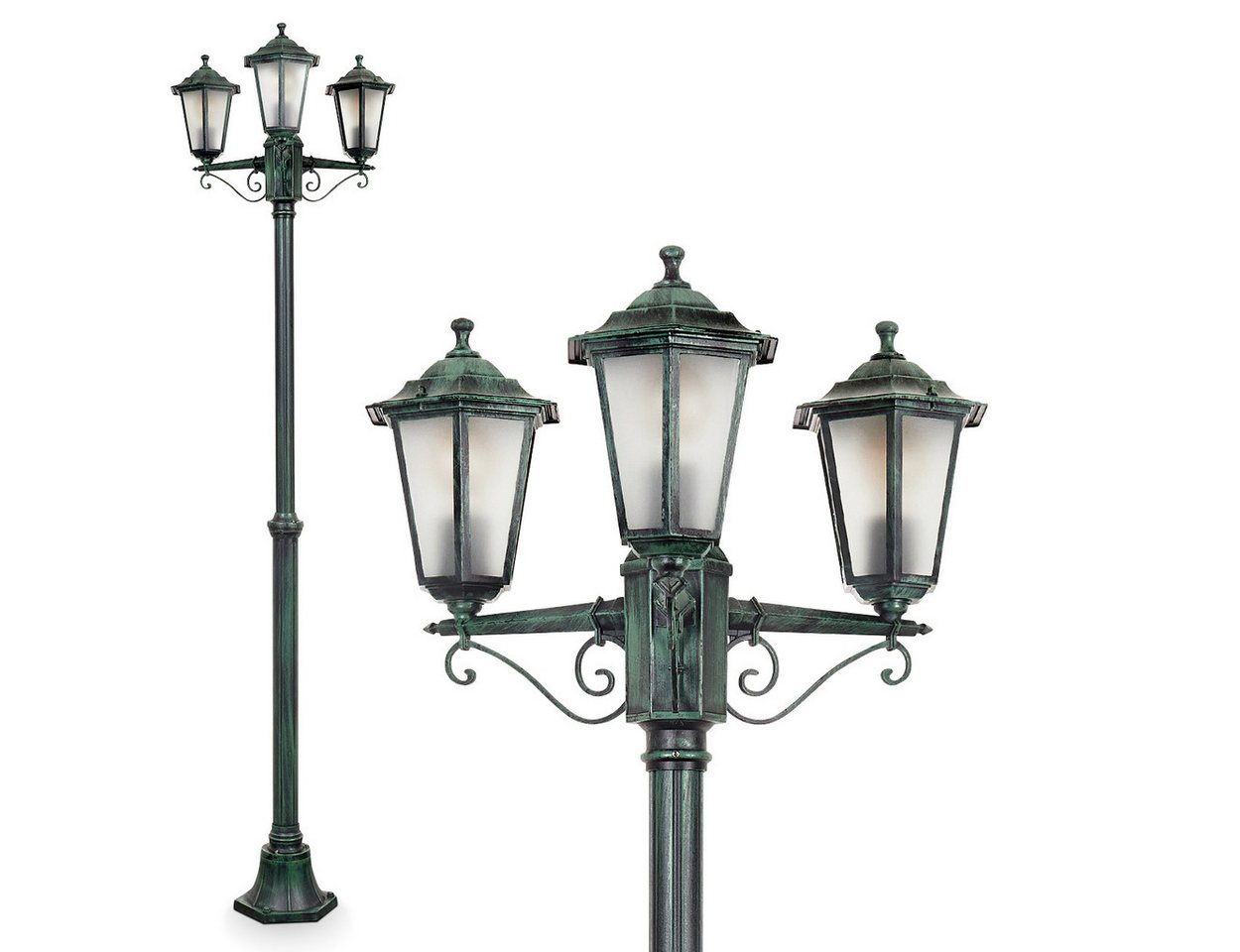 hofstein Außen-Stehlampe Wegeleuchte aus Metall/Milchglas in Schwarz-Grün/Weiß, ohne Leuchtmittel, Kandelaber, Gartenbeleuchtung IP44, 3xE27, ohne Leuchtmittel hofstein Außen-Stehlampe Wegeleuchte aus Metall/Milchglas in Schwarz-Grün/Weiß, ohne Leuchtmittel, Kandelaber, Gartenbeleuchtung IP44, 3xE27, ohne Leuchtmittel von hofstein