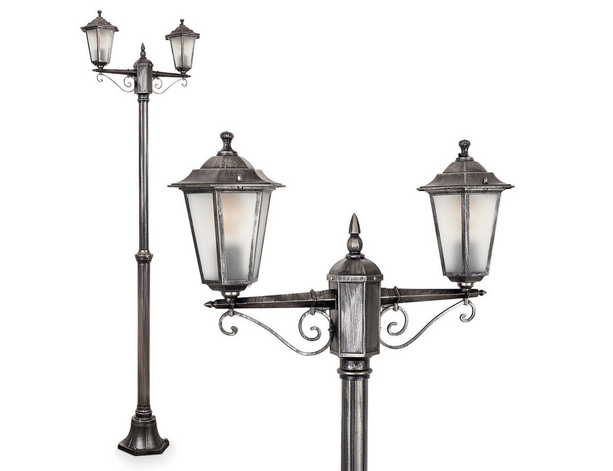hofstein Außen-Stehlampe Wegeleuchte aus Metall/Glas in Schwarz-Silber/Klar, ohne Leuchtmittel, Kandelaber, Gartenbeleuchtung IP44, 3x E27 hofstein Außen-Stehlampe Wegeleuchte aus Metall/Glas in Schwarz-Silber/Klar, ohne Leuchtmittel, Kandelaber, Gartenbeleuchtung IP44, 3x E27 von hofstein