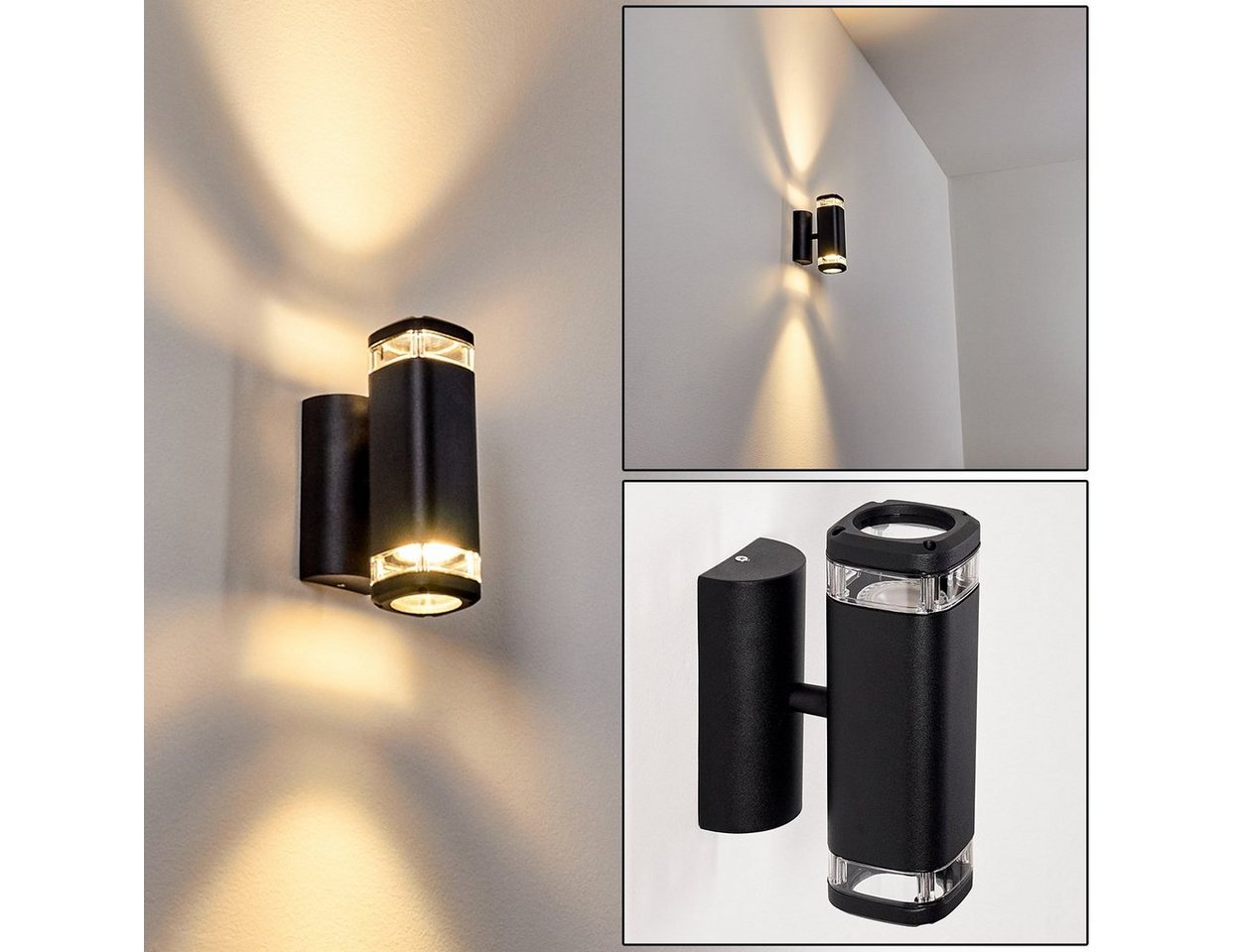 hofstein Außen-Wandleuchte »Acaia« AußenAußenleuchte aus Metall in schwarz, ohne Leuchtmittel, moderne Wandlampe mit Up & Down-Effekt, 2xGU10 max. 18 Watt von hofstein