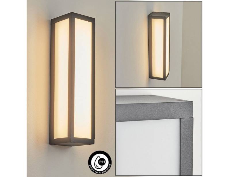 hofstein Außen-Wandleuchte »Cortemilia« Außenlampe aus Aluminium/Kunststoff in Anthrazit/Weiß, 3000 Kelvin, Wandlampe, LED 10, 5 Watt, max.1300 Lumen, IP54 von hofstein