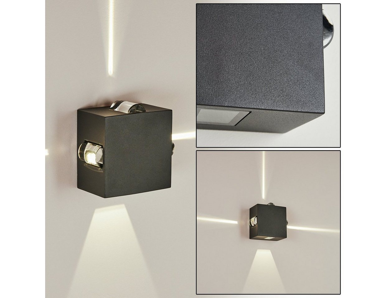 hofstein Außen-Wandleuchte »Martilluso« Wandlampe aus Metall/Glas in Anthrazit, 4000 Kelvin, 10 Watt, 220 Lumen, Wandleuchte mit Lichteffekt an der Wand, IP54 von hofstein