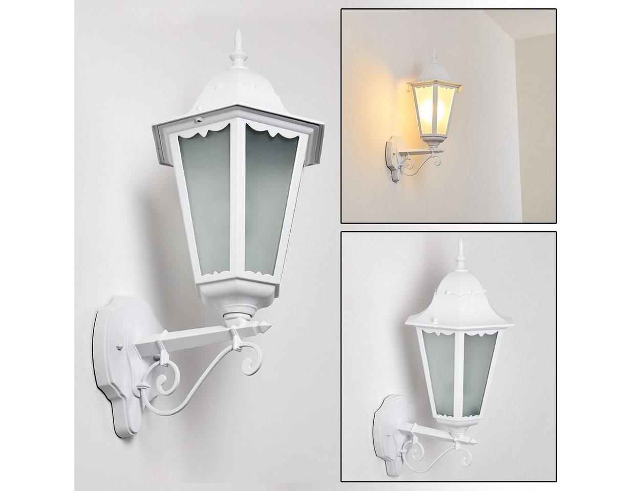 hofstein Außen-Wandleuchte »»Viano« AußenWandlampe aufwärts in antikem Look, Aluguß in Weiß m. Klarglas-Scheiben, m. E27-Fassung, max. 100 Watt, Retro/Vintage Außenleuchte für Terrasse, Veranda u. Hof« hofstein Außen-Wandleuchte »»Viano« AußenWandlampe aufwärts in antikem Look, Aluguß in Weiß m. Klarglas-Scheiben, m. E27-Fassung, max. 100 Watt, Retro/Vintage Außenleuchte für Terrasse, Veranda u. Hof« von hofstein