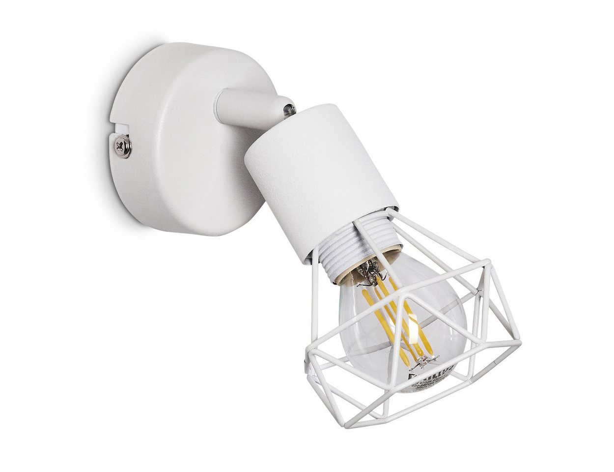 hofstein Deckenleuchte »Borio« verstellbare Wandlampe aus Metall in Weiß, ohne Leuchtmittel, E14, Wandspot im Retro/Vintage Design in Gitter-Optik mit Lichteffekt von hofstein