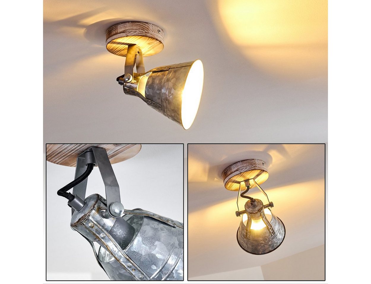 hofstein Deckenleuchte »Croce« verstellbare Wandlampe aus Metall/Holz in Zink, ohne Leuchtmittel, 1xE27 Fassung, Wandspot im Retro/Vintage Design hofstein Deckenleuchte »Croce« verstellbare Wandlampe aus Metall/Holz in Zink, ohne Leuchtmittel, 1xE27 Fassung, Wandspot im Retro/Vintage Design von hofstein
