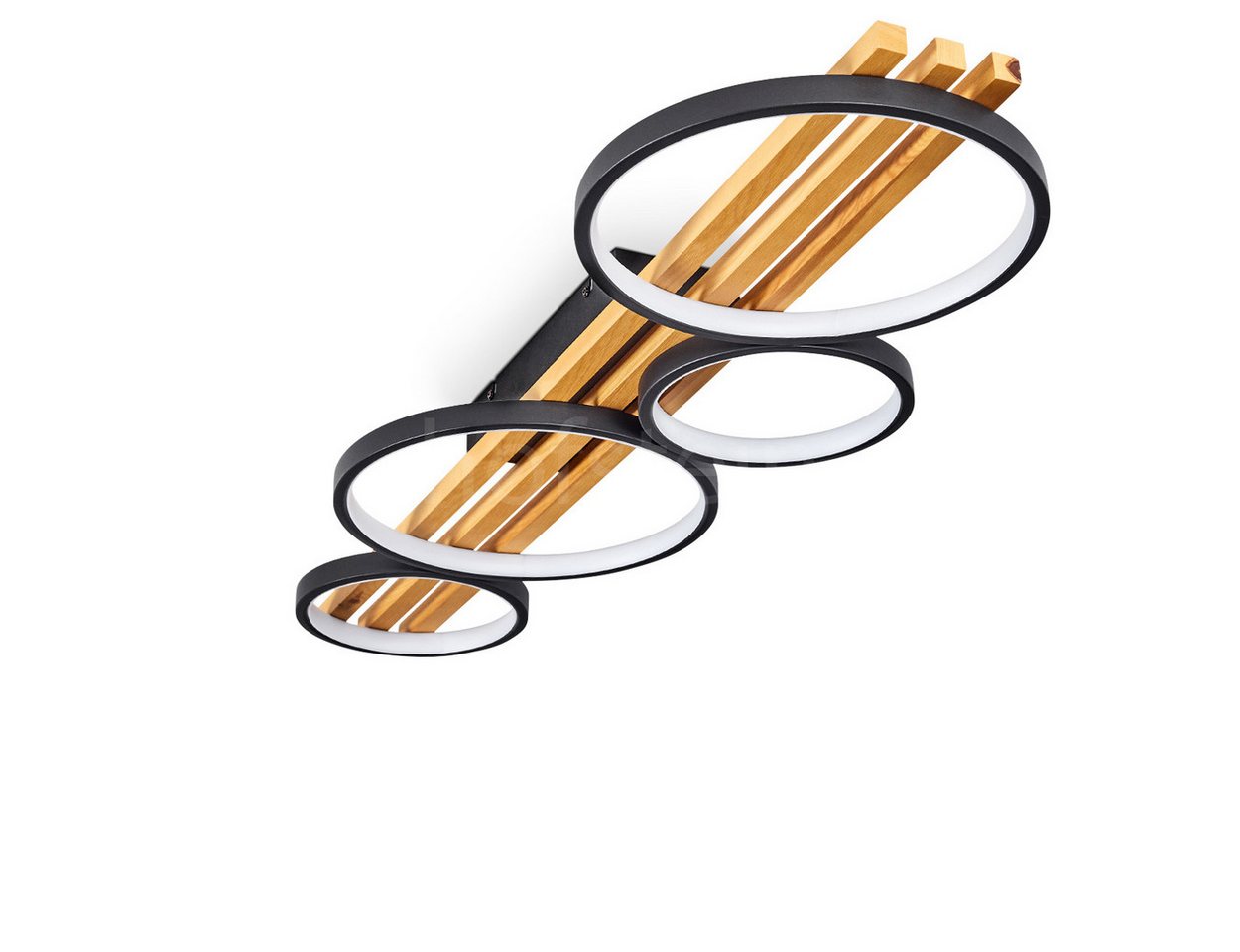 hofstein Deckenleuchte Deckenlampe aus Metall/Holz/Kunststoff in Schwarz/Natur/Weiß, LED fest integriert, 3000 Kelvin, über herkömmlichen Lichtschalter dimmbar, m. Holzbalken, 5100 Lumen hofstein Deckenleuchte Deckenlampe aus Metall/Holz/Kunststoff in Schwarz/Natur/Weiß, LED fest integriert, 3000 Kelvin, über herkömmlichen Lichtschalter dimmbar, m. Holzbalken, 5100 Lumen von hofstein