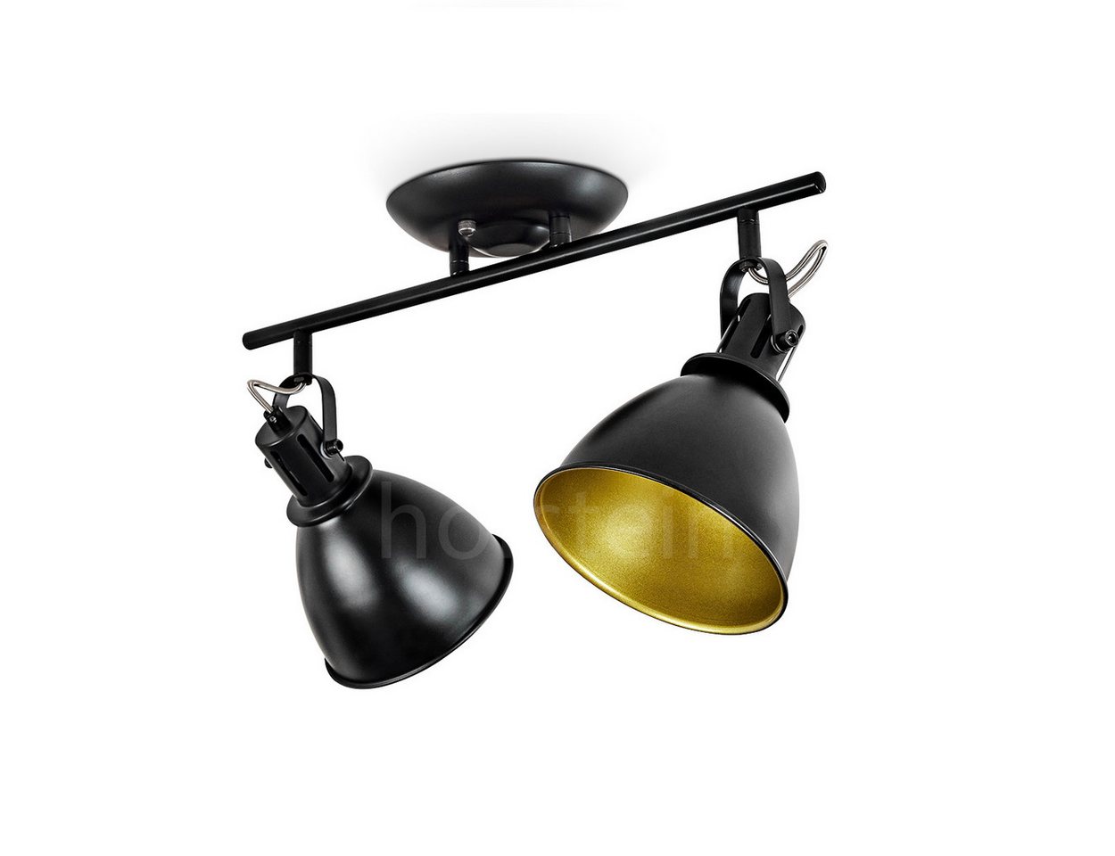 hofstein Deckenleuchte »Orroli« Deckenlampe aus Metall in Schwarz/Gold, ohne Leuchtmittel, mit verstellbaren Strahlern, 2xE14, Spot im Retro/Vintage Design von hofstein