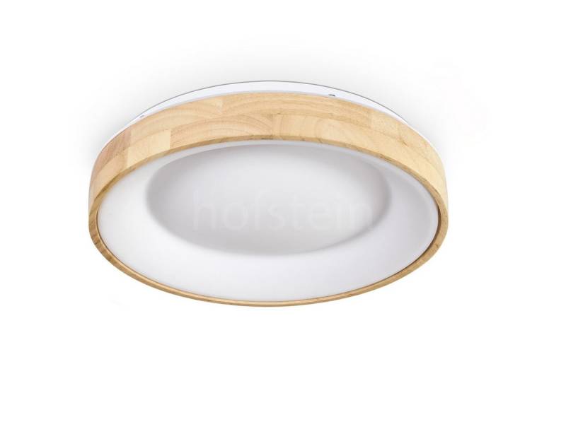 hofstein Deckenleuchte dimmbare Deckenleuchte aus Holz/Metall/Kunststoff in Natur/Weiß, LED wechselbar, 2700-6500 Kelvin, dimmbar über Fernbedienung, LED, (30cm), auch für Badezimmer, IP44 von hofstein