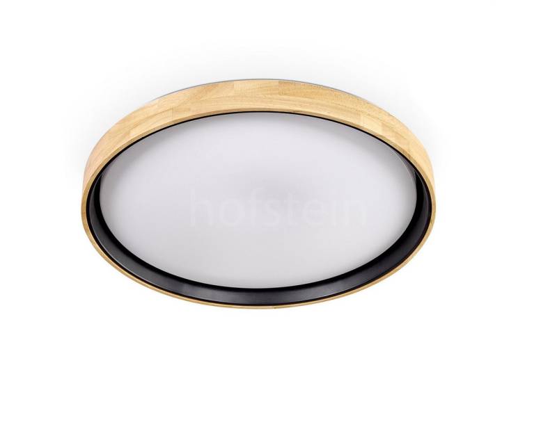 hofstein Deckenleuchte dimmbare Deckenleuchte aus Holz/Metall/Kunststoff in Natur/Weiß, LED wechselbar, 2700-6500 Kelvin, dimmbar über Fernbedienung, LED, (50cm), auch für Badezimmer, IP44 von hofstein