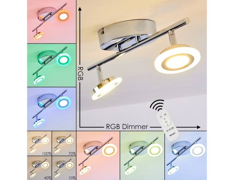 hofstein Deckenstrahler »Alzate« dimmbare Deckenlampe aus Metall in chrom, 3000 Kelvin, verstellbare Leuchtenköpfe, 2x5 Watt, 700 Lumen, mit Fernbedienung von hofstein