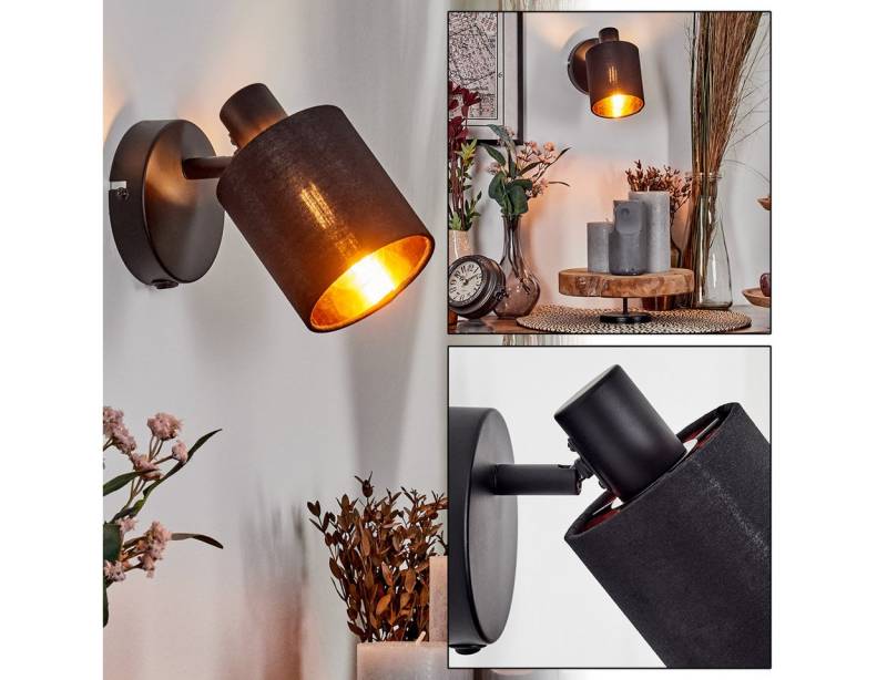 hofstein Hängeleuchte Wandlampe aus Metall/Stoff in Schwarz/Kupfer mit Schalter am Gehäuse, ohne Leuchtmittel, verstellbare Wandleuchte im modernen Design mit Stoffschirm, E14 hofstein Hängeleuchte Wandlampe aus Metall/Stoff in Schwarz/Kupfer mit Schalter am Gehäuse, ohne Leuchtmittel, verstellbare Wandleuchte im modernen Design mit Stoffschirm, E14 von hofstein