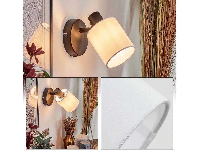 hofstein Hängeleuchte Wandlampe aus Metall/Stoff in Schwarz/Weiß mit Schalter am Gehäuse, ohne Leuchtmittel, verstellbare Wandleuchte im modernen Design mit Stoffschirm, E14 hofstein Hängeleuchte Wandlampe aus Metall/Stoff in Schwarz/Weiß mit Schalter am Gehäuse, ohne Leuchtmittel, verstellbare Wandleuchte im modernen Design mit Stoffschirm, E14 von hofstein