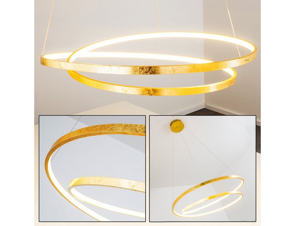 hofstein Pendelleuchte LED Pendelleuchte goldfarben Ess Spirale Schlaf Wohn Zimmer Hänge von hofstein