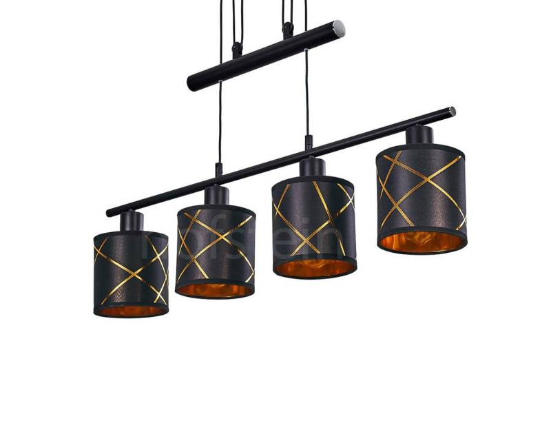 hofstein Pendelleuchte »Osimo« 4-flammige Deckenlampe aus Metall in schwarz und kupferfarben, ohne Leuchtmittel, Modern Look Pendellampe mit Stoffschirmen, 4xE27 von hofstein