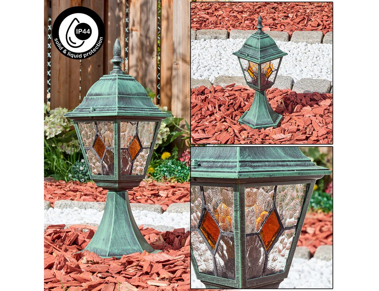 hofstein Pollerleuchte Außenwegeleuchte aus Metall/Glas in Schwarz/Grün/Klar/Orange, Wegelampe im Antik/Landhaus/Vintage-Design, Höhe 40 cm, E27, IP44 hofstein Pollerleuchte Außenwegeleuchte aus Metall/Glas in Schwarz/Grün/Klar/Orange, Wegelampe im Antik/Landhaus/Vintage-Design, Höhe 40 cm, E27, IP44 von hofstein