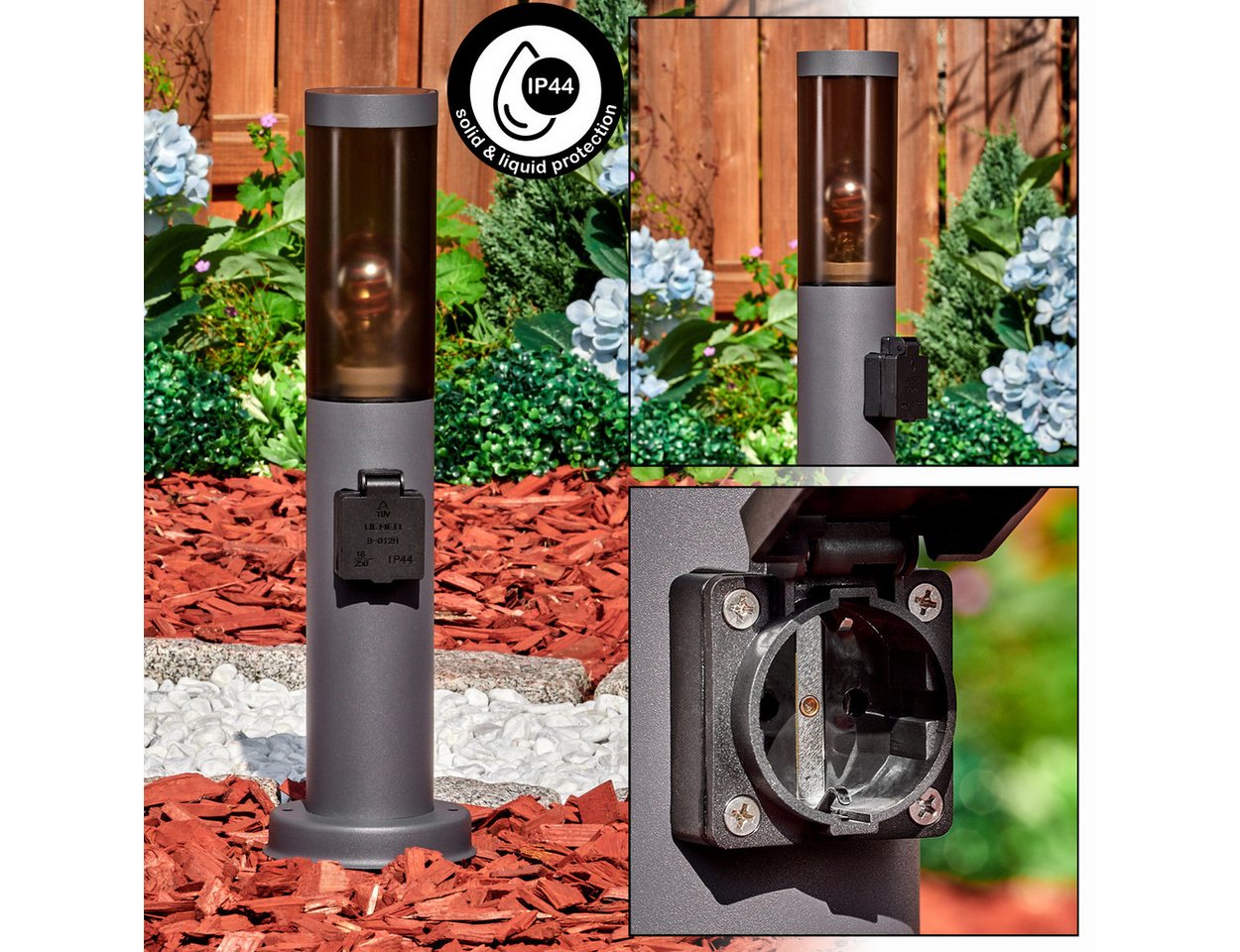 hofstein Pollerleuchte Außenwegeleuchte aus Metall/Kunststoff in Anthrazit/Rauch oder Weiß, ohne Leuchtmittel, moderne Wegeleuchte mit Steckdose, 45,5 cm, E27, IP44 hofstein Pollerleuchte Außenwegeleuchte aus Metall/Kunststoff in Anthrazit/Rauch oder Weiß, ohne Leuchtmittel, moderne Wegeleuchte mit Steckdose, 45,5 cm, E27, IP44 von hofstein