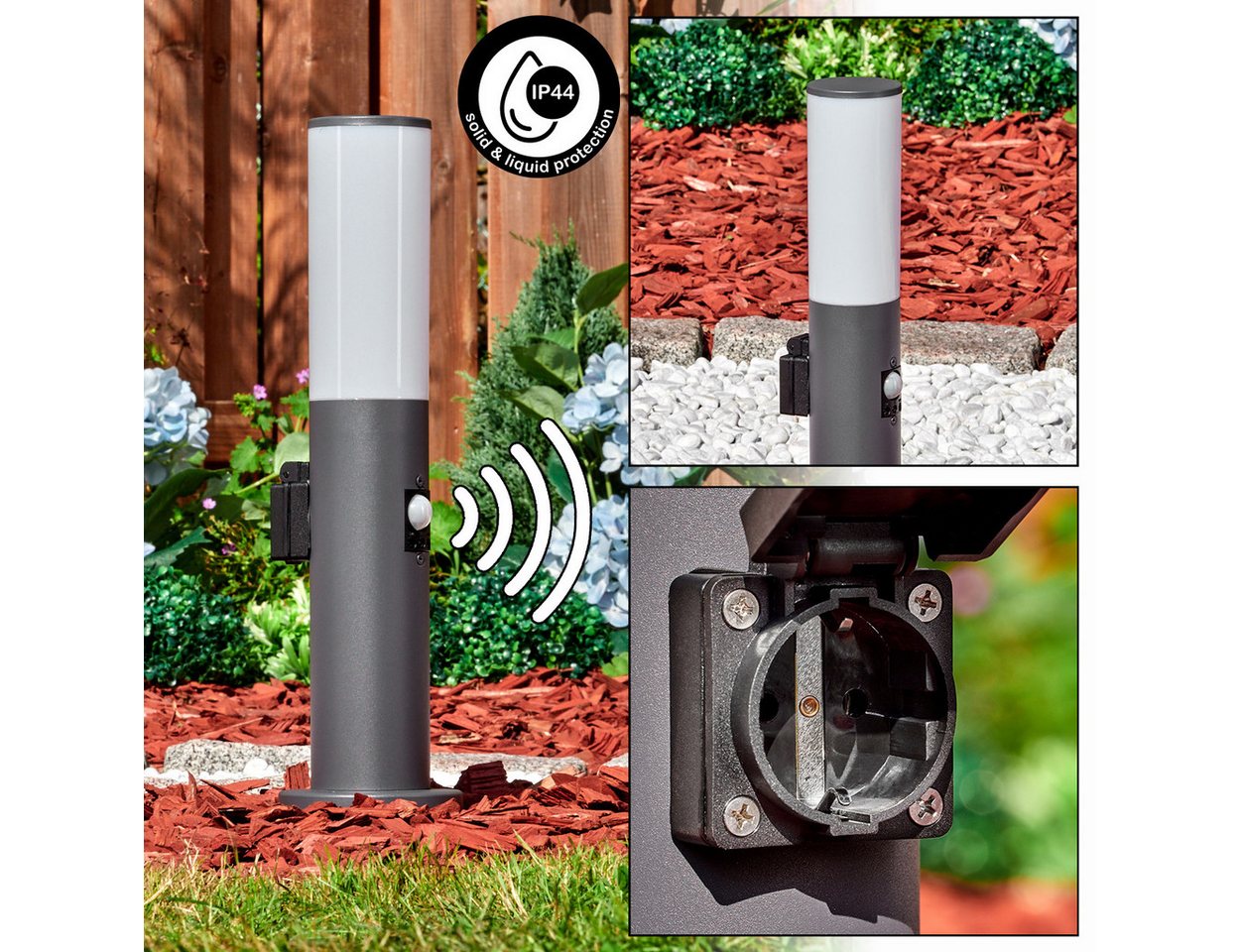 hofstein Pollerleuchte Außenwegeleuchte aus Metall/Kunststoff in Anthrazit/Weiß, ohne Leuchtmittel, moderne Wegeleuchte, Bewegungsmelder und Steckdose, 45,5 cm, E27, IP44 hofstein Pollerleuchte Außenwegeleuchte aus Metall/Kunststoff in Anthrazit/Weiß, ohne Leuchtmittel, moderne Wegeleuchte, Bewegungsmelder und Steckdose, 45,5 cm, E27, IP44 von hofstein