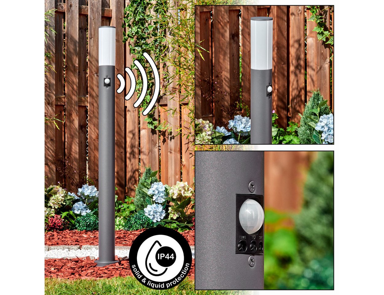 hofstein Pollerleuchte Außenwegeleuchte aus Metall/Kunststoff in Anthrazit/Weiß, ohne Leuchtmittel, moderne Wegeleuchte mit Bewegungsmelder, 110 cm, E27, IP44 hofstein Pollerleuchte Außenwegeleuchte aus Metall/Kunststoff in Anthrazit/Weiß, ohne Leuchtmittel, moderne Wegeleuchte mit Bewegungsmelder, 110 cm, E27, IP44 von hofstein