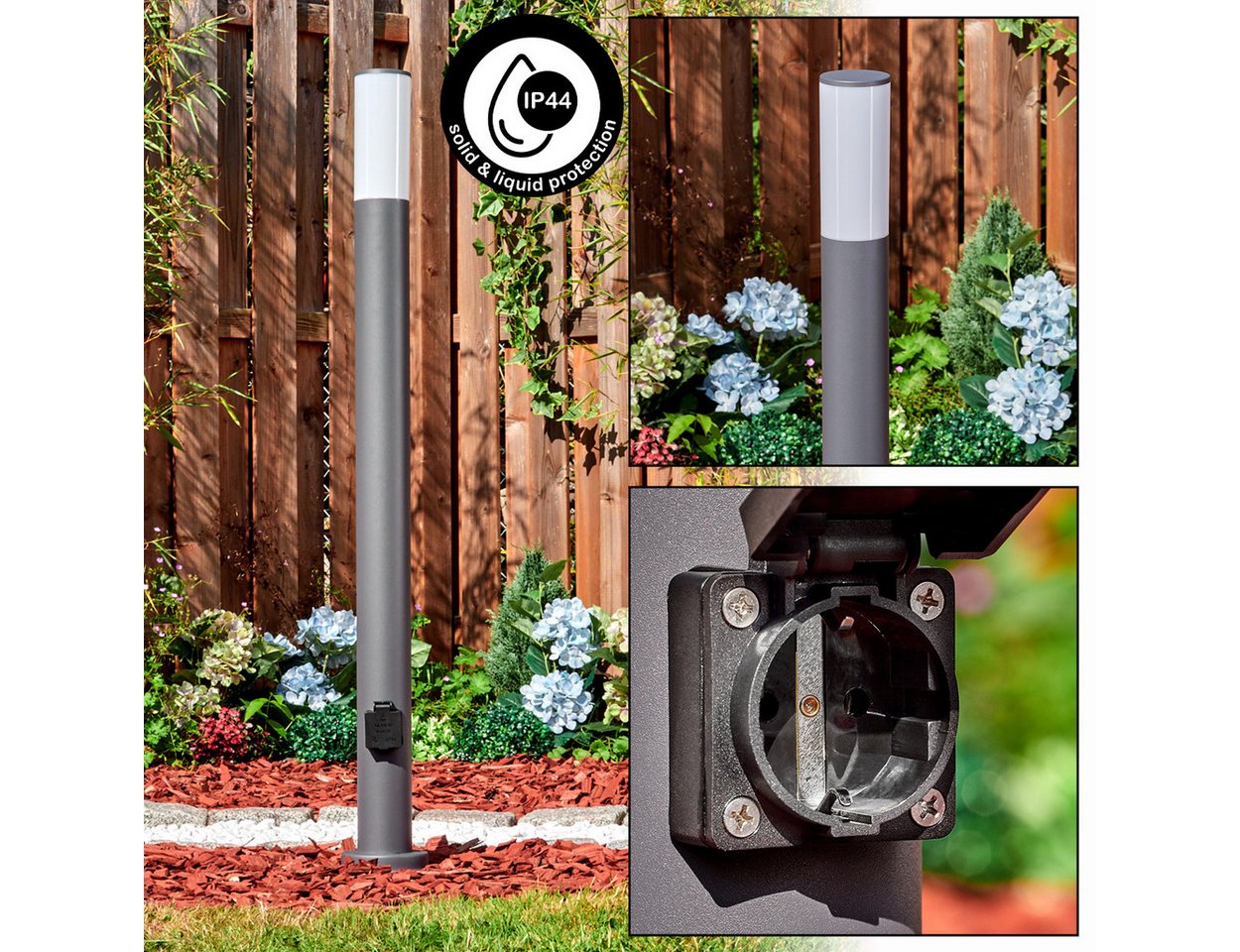 hofstein Pollerleuchte Außenwegeleuchte aus Metall/Kunststoff in Anthrazit/Weiß, ohne Leuchtmittel, moderne Wegeleuchte mit Steckdose, 110 cm, E27, IP44 hofstein Pollerleuchte Außenwegeleuchte aus Metall/Kunststoff in Anthrazit/Weiß, ohne Leuchtmittel, moderne Wegeleuchte mit Steckdose, 110 cm, E27, IP44 von hofstein