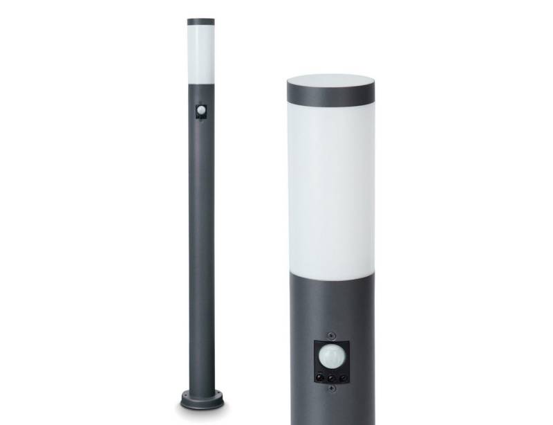 hofstein Pollerleuchte »Gnocchetta« Sockelleuchte aus Metall/Kunststoff in Anthrazit/Weiß, ohne Leuchtmittel, Gartenlampe m. E27, IP44, Bewegungsmelder von hofstein