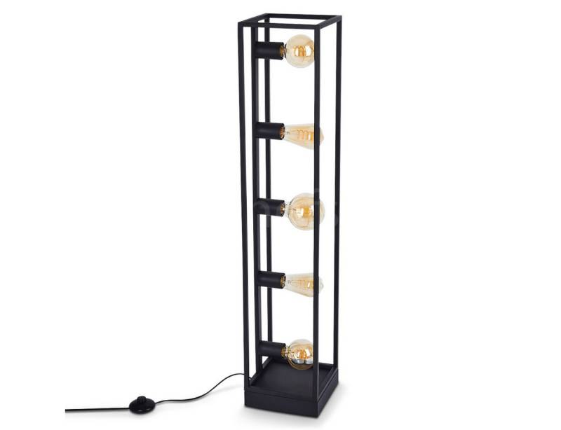 hofstein Stehlampe »Ganda« Standbeleuchtung aus Metall in Schwarz in Retro Style, ohne Leuchtmittel, 5xE27, Vintage Leuchte mit Fußschalter am Kabel von hofstein