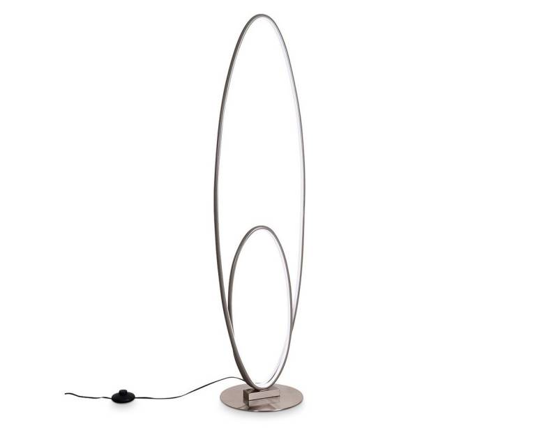 hofstein Stehlampe »Arce«, dimmbare Stehleuchte in Grau/Weiß, Leuchte mit 2 Ringen, 3000 Kelvin, max. 3700 Lumen, dimmbar über Fußschalter am Kabel von hofstein