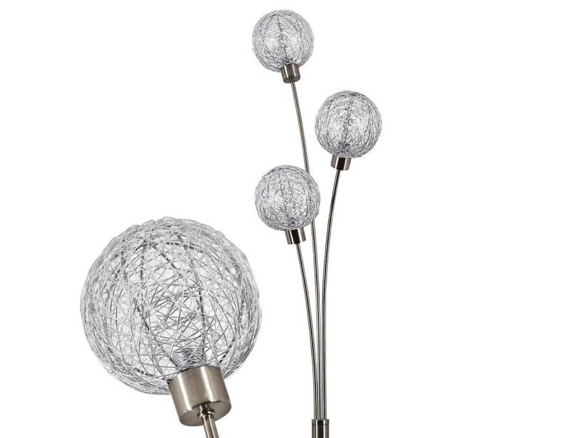 hofstein Stehlampe »Lerici« Stehleuchte Nickel-matt/Silberfarben, stufenlos dimmbar, ohne Leuchtmittel, mit 3 DrahtKugeln, G9, mit Fußschalter von hofstein
