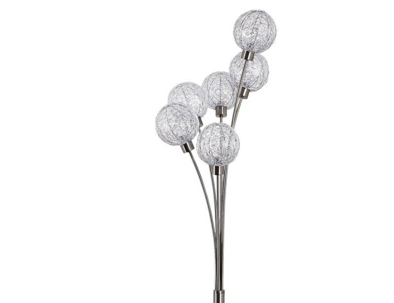 hofstein Stehlampe »Lerici« stufenlos dimmbar, Nickel-matt/Silberfarben, ohne Leuchtmittel, Stehleuchte, mit 6 Drahtkugeln, 6xG9,mit Fußschalter am Kabel von hofstein