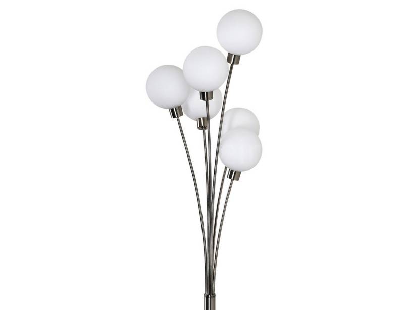 hofstein Stehlampe »Lerici« stufenlos dimmbar, Stehleuchte Nickel-matt/Weiß, ohne Leuchtmittel, Stehleuchte Nickel-matt/Weiß, Glas, 6xG9, mit Fußschalter am Kabel von hofstein