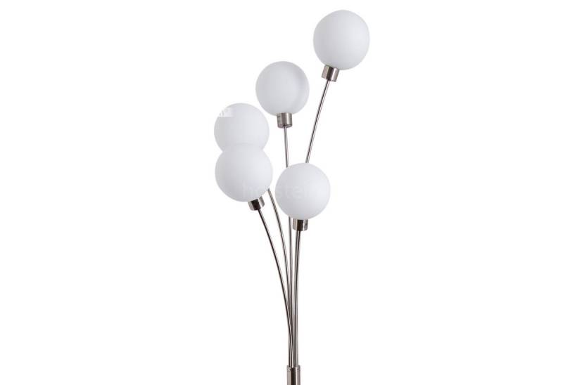 hofstein Stehlampe »Lerici« Stehleuchte in Stahl gebürstet, stufenlos dimmbar, ohne Leuchtmittel, m. Echtglas-Kugeln, G9, mit Fußschalter von hofstein