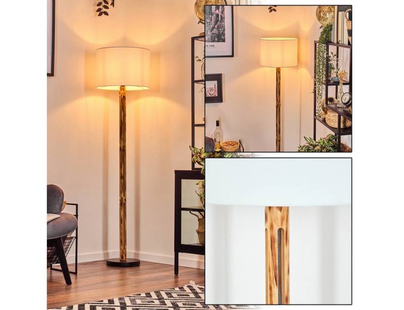 hofstein Stehlampe Stehlampe aus Holz/Metall und Schirm aus Stoff, ohne Leuchtmittel, Boho-Style, skandinavisches Design (40 cm), Fußschalter, 1 x E27 von hofstein