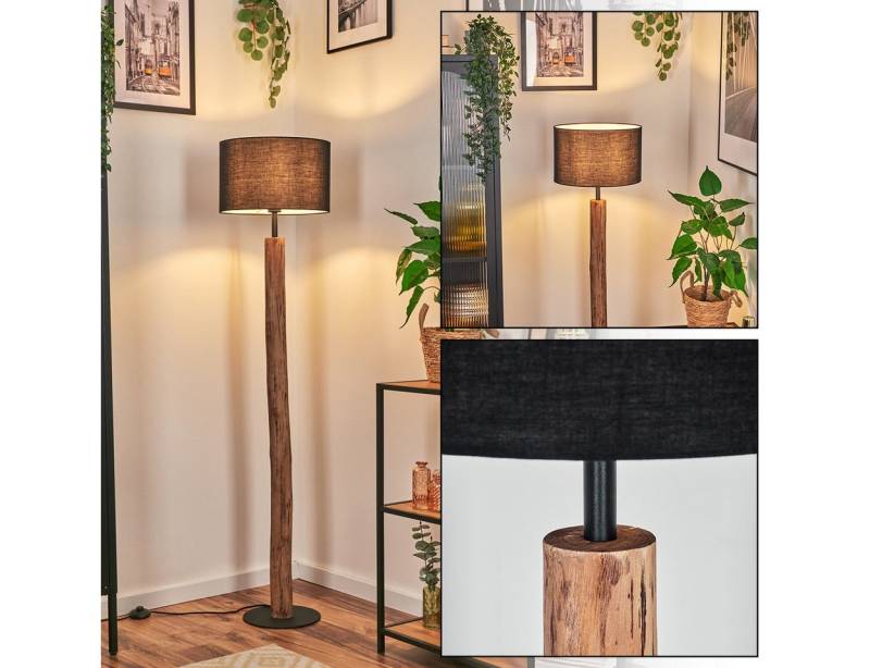 hofstein Stehlampe Stehlampe aus Metall/Eukalyptusholz im modernen Boho-Design, Stehleuchte mit Stoffschirm (35 cm) und Fußschalter, E27, 153 cm von hofstein