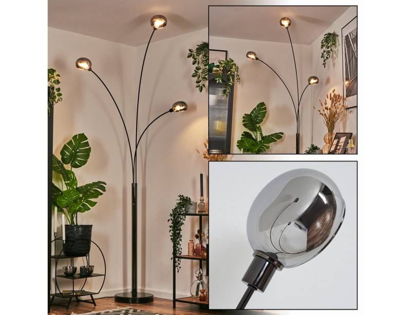 hofstein Stehlampe Stehlampe aus Metall in Schwarz/Chrom/Rauch/Weiß, Retro-Design, verstellbare Stehleuchte mit Marmorfuß und Schalter am Gehäuse, E14 von hofstein