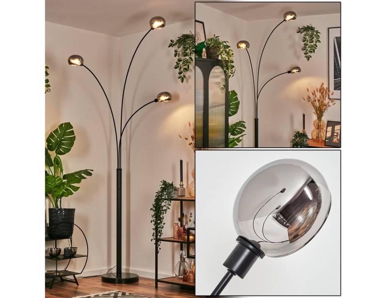 hofstein Stehlampe Stehlampe aus Metall in Schwarz/Chrom-/Rauchfarben/Weiß, ohne Leuchtmittel, moderne Stehleuchte verstellbar, Marmorfuß, Schalter am Gehäuse, E14 von hofstein
