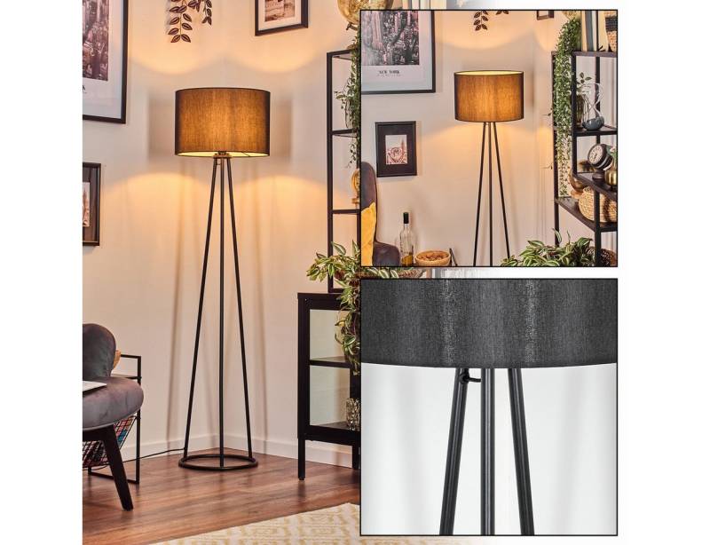 hofstein Stehlampe Stehlampe aus Metall mit Schirm aus Stoff (38 cm), Stehleuchte im modernen Design mit Fußschalter, 149 cm, 1 x E27 von hofstein