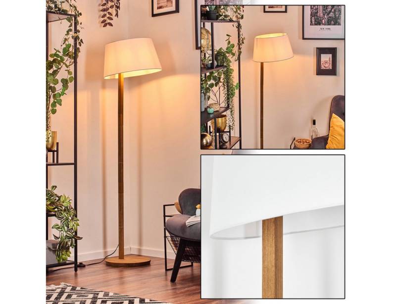 hofstein Stehlampe Stehlampe mit Holzfuß und Schirm aus Stoff, ohne Leuchtmittel, Boho-Style, skandinavisches Design (45 cm), Fußschalter, 1 x E27 von hofstein