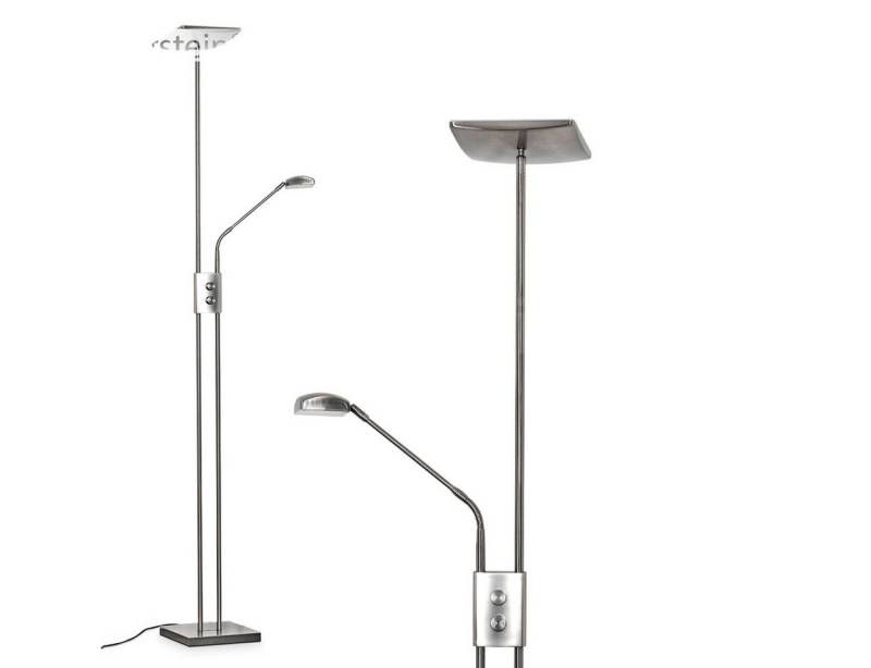 hofstein Stehlampe dimmbare Stehlampe aus Metall in Nickel-matt, LED wechselbar, 3000 Kelvin, mit stufenllosem Dimmer am Gehäuse und verstellbarem Leuchtenarm hofstein Stehlampe dimmbare Stehlampe aus Metall in Nickel-matt, LED wechselbar, 3000 Kelvin, mit stufenllosem Dimmer am Gehäuse und verstellbarem Leuchtenarm von hofstein