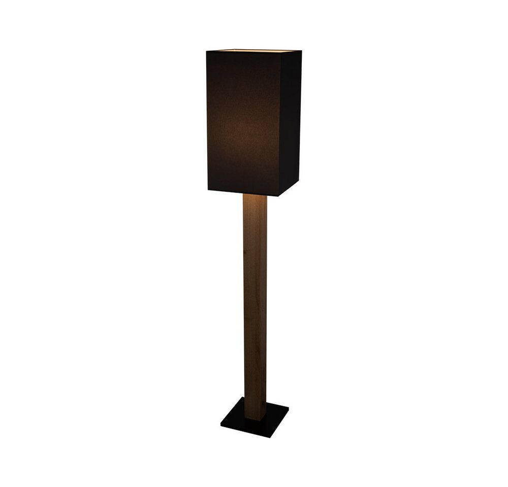 hofstein Stehlampe moderne Stehlampe aus Metall/Holz/Stoff in Schwarz/Natur/Anthrazit, ohne Leuchtmittel, Standlampe Stoffschirm, Fußschalter, 1xE27, ohne Leuchtmittel von hofstein