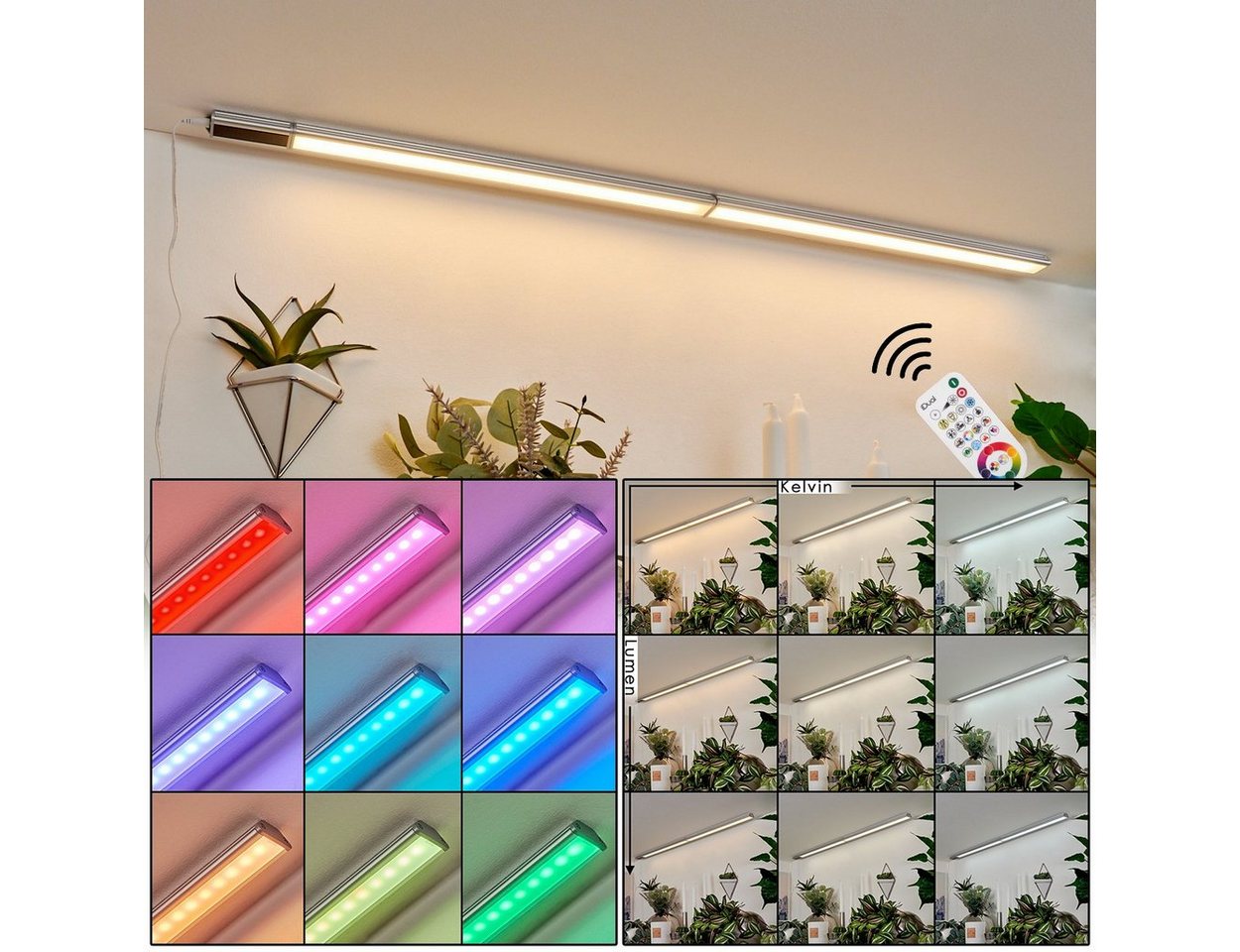 hofstein Wandleuchte »Stebline« Unterbau Lichtleiste (98,5cm) mit Fernbedienung, 2200 Kelvin, Schrankbeleuchtung, 900 Lumen, RGB Farbwechsler von hofstein