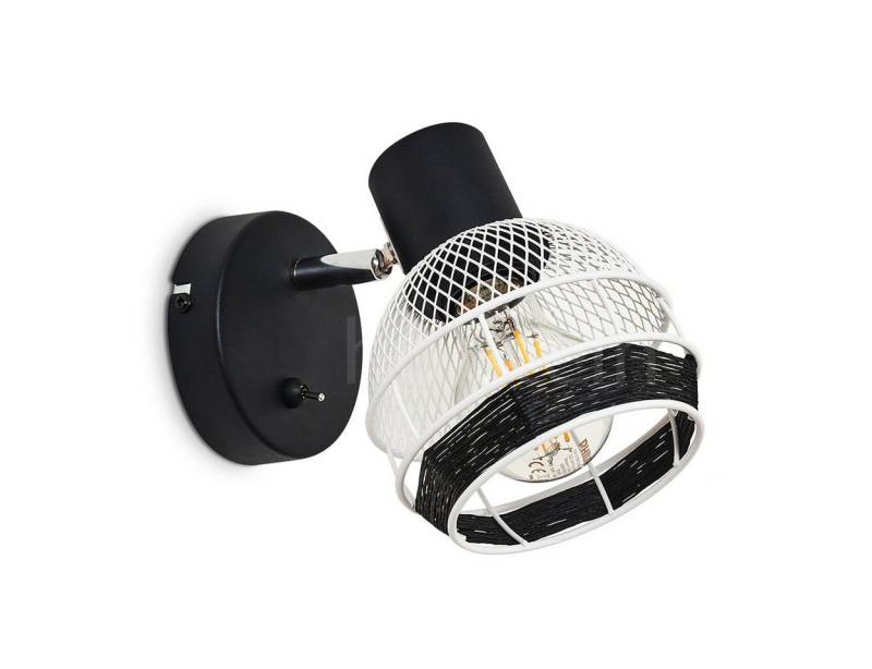 hofstein Wandleuchte »Terrarossa« Wandlampe, Metall, Seil, Schwarz/Weiß, ohne Leuchtmittel, Leuchte,Gitter-Optik,verstellbarer Leuchtenkopf,1xE27, An-/Ausschalter von hofstein