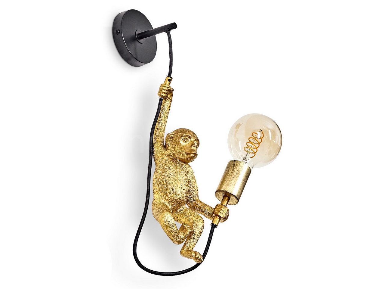 hofstein Wandleuchte »Villafranca« Wandlampe aus Metall/Kunststoff in Schwarz/Goldfarben, ohne Leuchtmittel, 1xE27, Wandspot im Retro/Vintage Design mit Figur eines Affen hofstein Wandleuchte »Villafranca« Wandlampe aus Metall/Kunststoff in Schwarz/Goldfarben, ohne Leuchtmittel, 1xE27, Wandspot im Retro/Vintage Design mit Figur eines Affen von hofstein